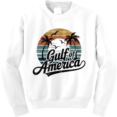 Retro Gulf Of USA America 2025 American Flag Gulf Mexico Kids Sweatshirt