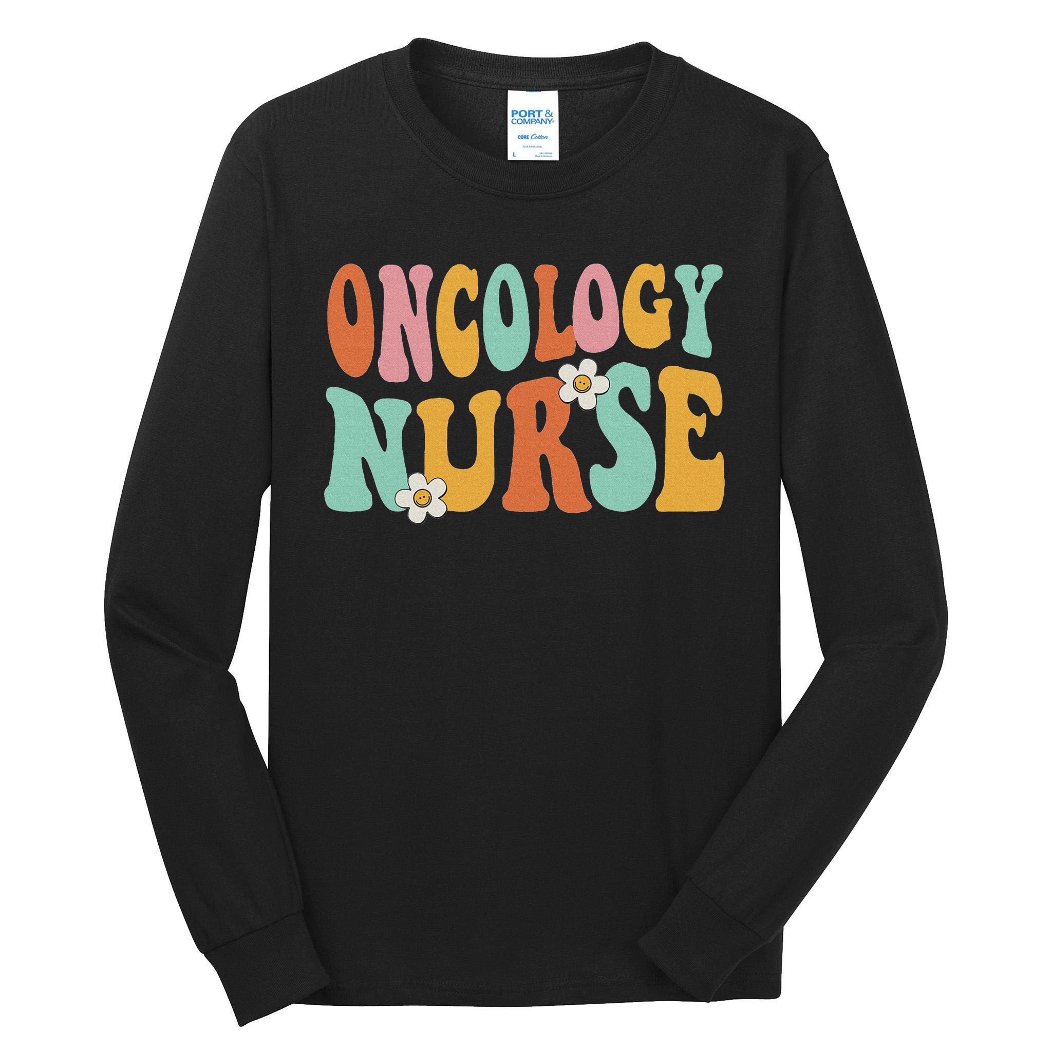 Retro Groovy Oncology Nurse Ocn Nursing Oncologist Tall Long Sleeve T-Shirt