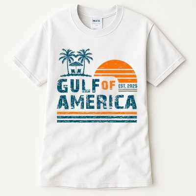 Retro Gulf Of USA America Est 2025 American Flag Gulf Mexico Tall T-Shirt