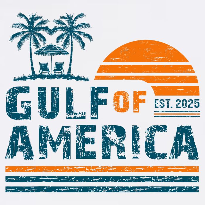 Retro Gulf Of USA America Est 2025 American Flag Gulf Mexico Flat Bill Trucker Hat
