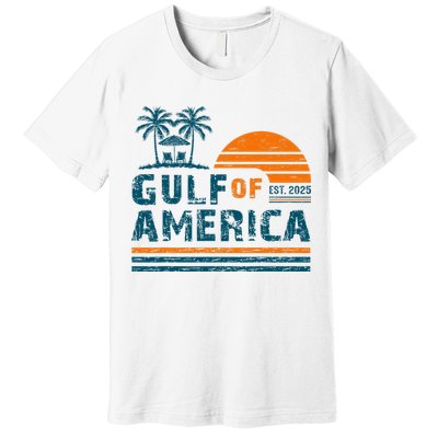 Retro Gulf Of USA America Est 2025 American Flag Gulf Mexico Premium T-Shirt