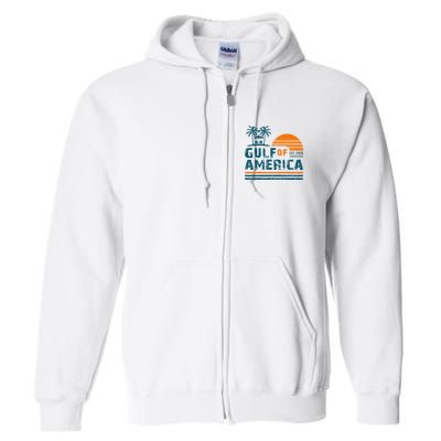 Retro Gulf Of USA America Est 2025 American Flag Gulf Mexico Full Zip Hoodie
