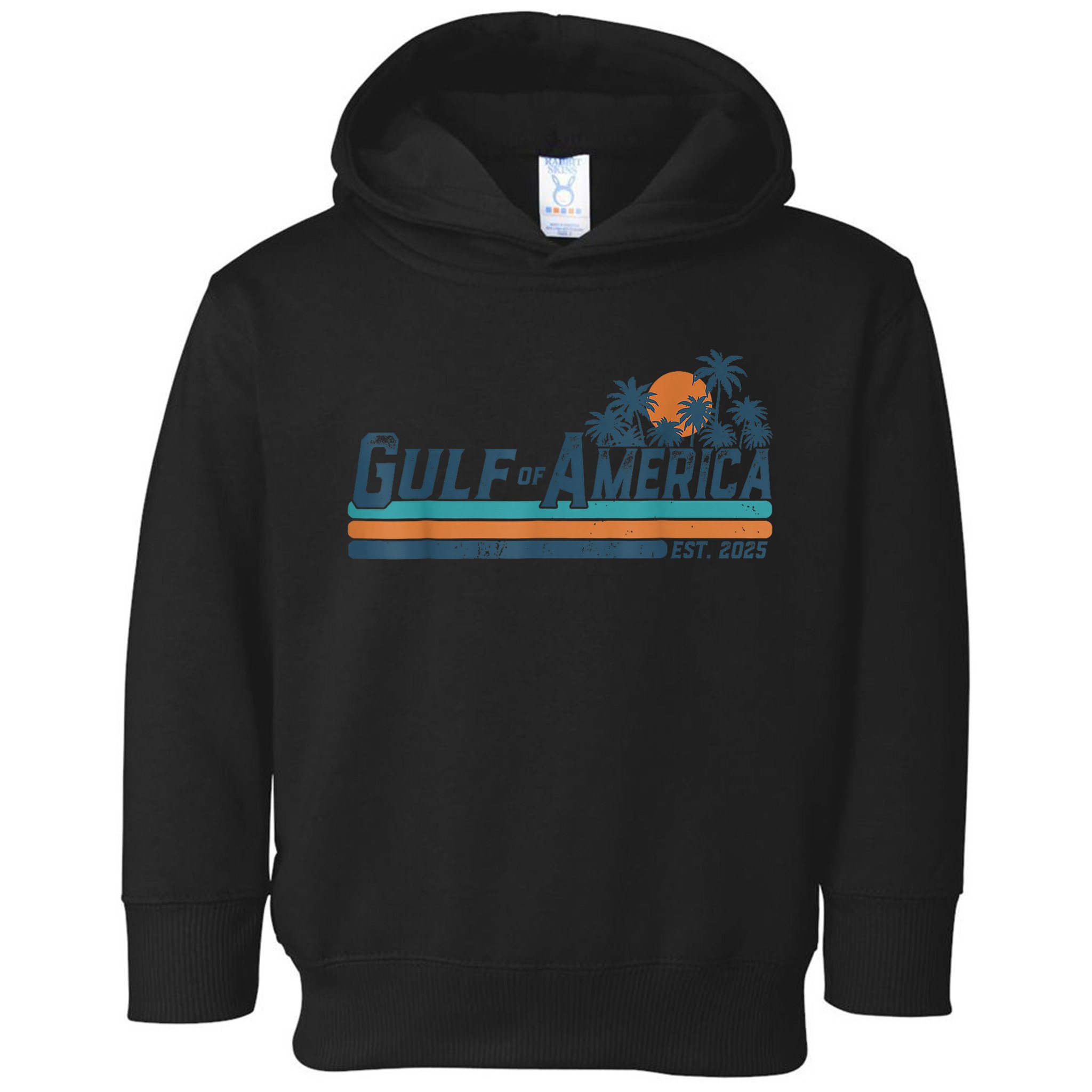Retro Gulf Of USA America Est 2025 American Flag Gulf Mexico Toddler Hoodie