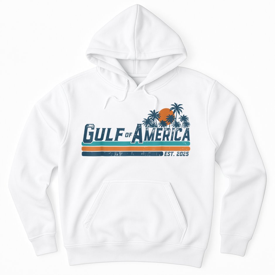 Retro Gulf Of USA America Est 2025 American Flag Gulf Mexico Hoodie