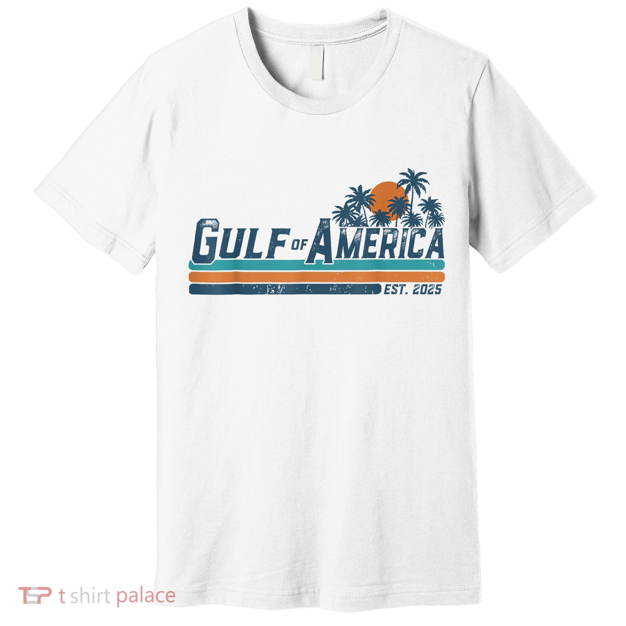 Retro Gulf Of USA America Est 2025 American Flag Gulf Mexico Premium T-Shirt