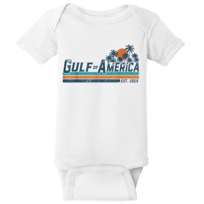 Retro Gulf Of USA America Est 2025 American Flag Gulf Mexico Baby Bodysuit