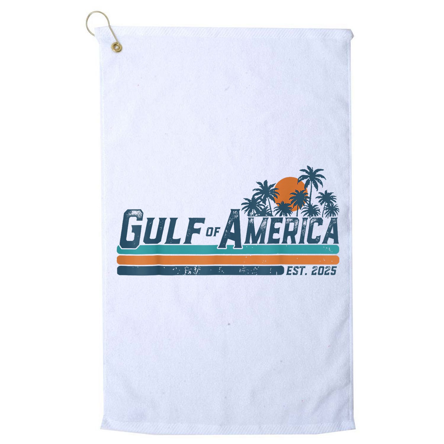 Retro Gulf Of USA America Est 2025 American Flag Gulf Mexico Golf Towel