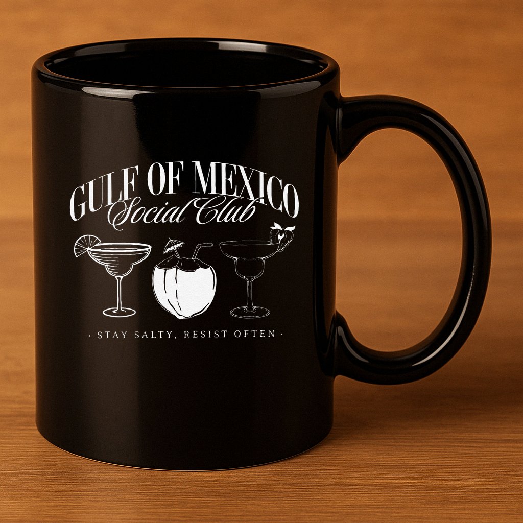 Retro Gulf Of Mexico Social Club Progressive Liberal 11oz C Handle Ceramic Mug