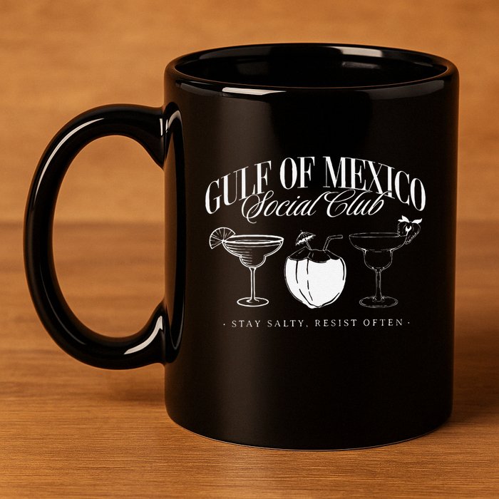 Retro Gulf Of Mexico Social Club Progressive Liberal 11oz C Handle Ceramic Mug