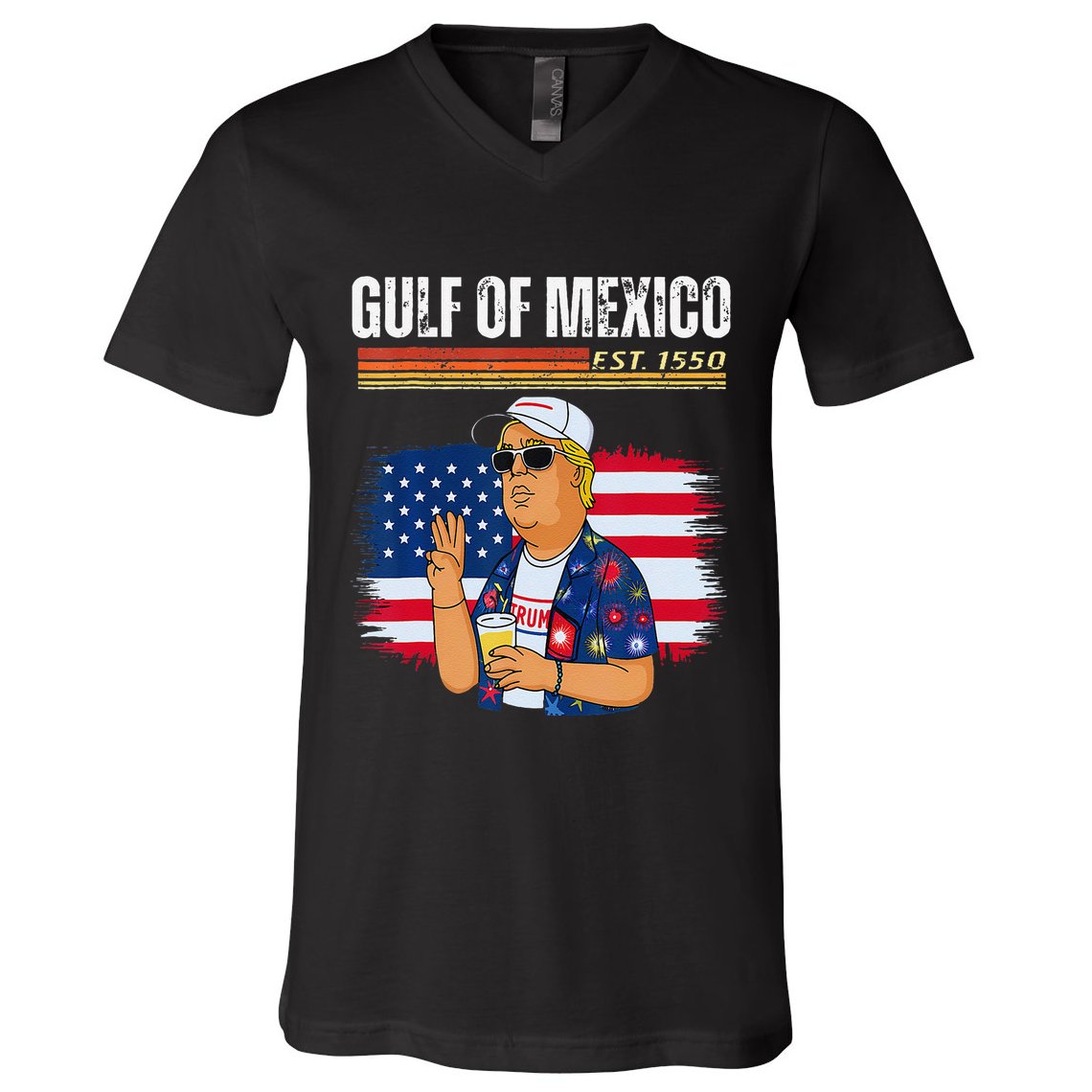 Retro Gulf Of Mexico Historic Gulf Of Mexico Map V-Neck T-Shirt