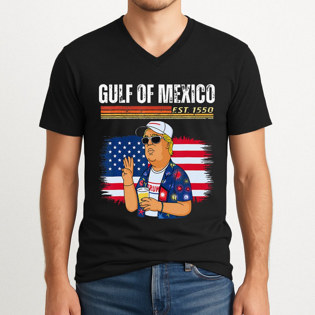 Retro Gulf Of Mexico Historic Gulf Of Mexico Map V-Neck T-Shirt