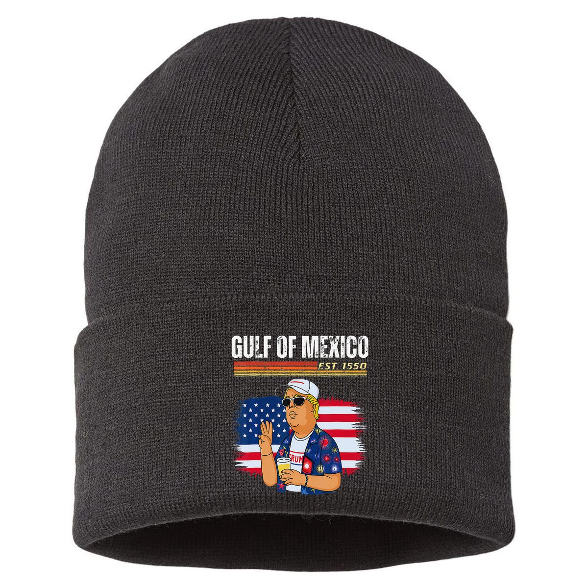 Retro Gulf Of Mexico Historic Gulf Of Mexico Map Sustainable Knit Beanie