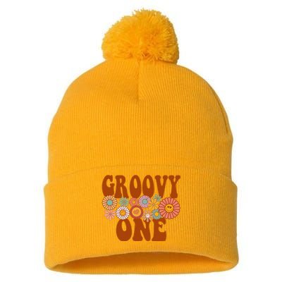 Retro Groovy One Matching Family 1st Birthday Party Pom Pom 12in Knit Beanie