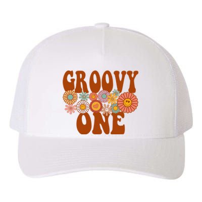 Retro Groovy One Matching Family 1st Birthday Party Yupoong Adult 5-Panel Trucker Hat