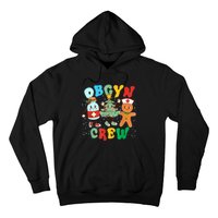 Retro Groovy Obgyn Crew Christmas Tree Latte Drink Ob Gyn Hoodie