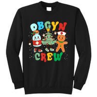 Retro Groovy Obgyn Crew Christmas Tree Latte Drink Ob Gyn Sweatshirt