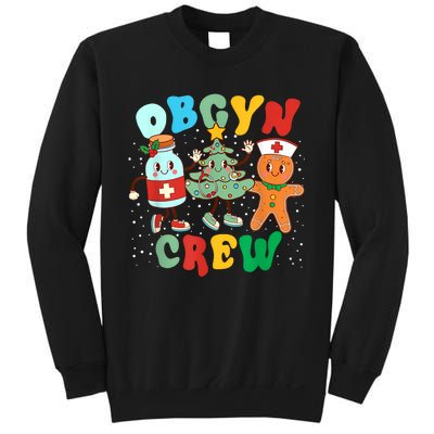 Retro Groovy Obgyn Crew Christmas Tree Latte Drink Ob Gyn Sweatshirt