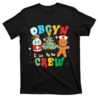 Retro Groovy Obgyn Crew Christmas Tree Latte Drink Ob Gyn T-Shirt