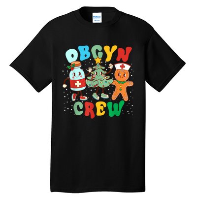 Retro Groovy Obgyn Crew Christmas Tree Latte Drink Ob Gyn Tall T-Shirt