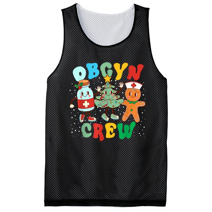 Retro Groovy Obgyn Crew Christmas Tree Latte Drink Ob Gyn Mesh Reversible Basketball Jersey Tank