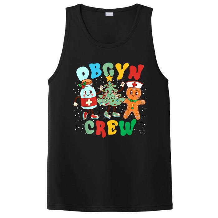 Retro Groovy Obgyn Crew Christmas Tree Latte Drink Ob Gyn PosiCharge Competitor Tank