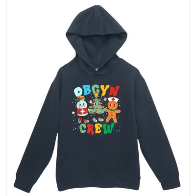 Retro Groovy Obgyn Crew Christmas Tree Latte Drink Ob Gyn Urban Pullover Hoodie