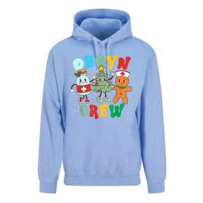 Retro Groovy Obgyn Crew Christmas Tree Latte Drink Ob Gyn Unisex Surf Hoodie