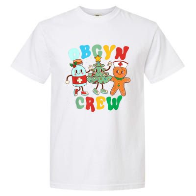 Retro Groovy Obgyn Crew Christmas Tree Latte Drink Ob Gyn Garment-Dyed Heavyweight T-Shirt