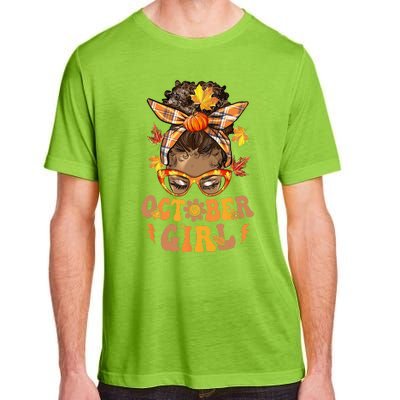 Retro Groovy October Messy Bun Halloween Thanksgiving Adult ChromaSoft Performance T-Shirt