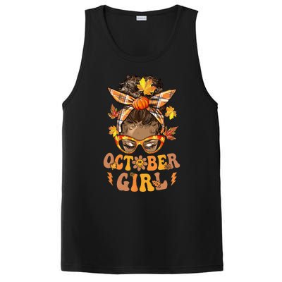 Retro Groovy October Messy Bun Halloween Thanksgiving PosiCharge Competitor Tank