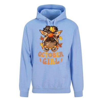 Retro Groovy October Messy Bun Halloween Thanksgiving Unisex Surf Hoodie