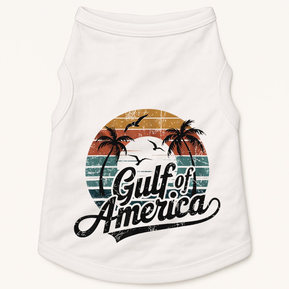 Retro Gulf Of Usa America 2025 American Flag Gulf Mexico Doggie Tank