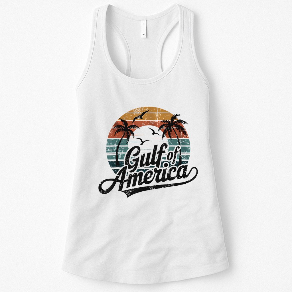 Retro Gulf Of Usa America 2025 American Flag Gulf Mexico Womens Tank Top