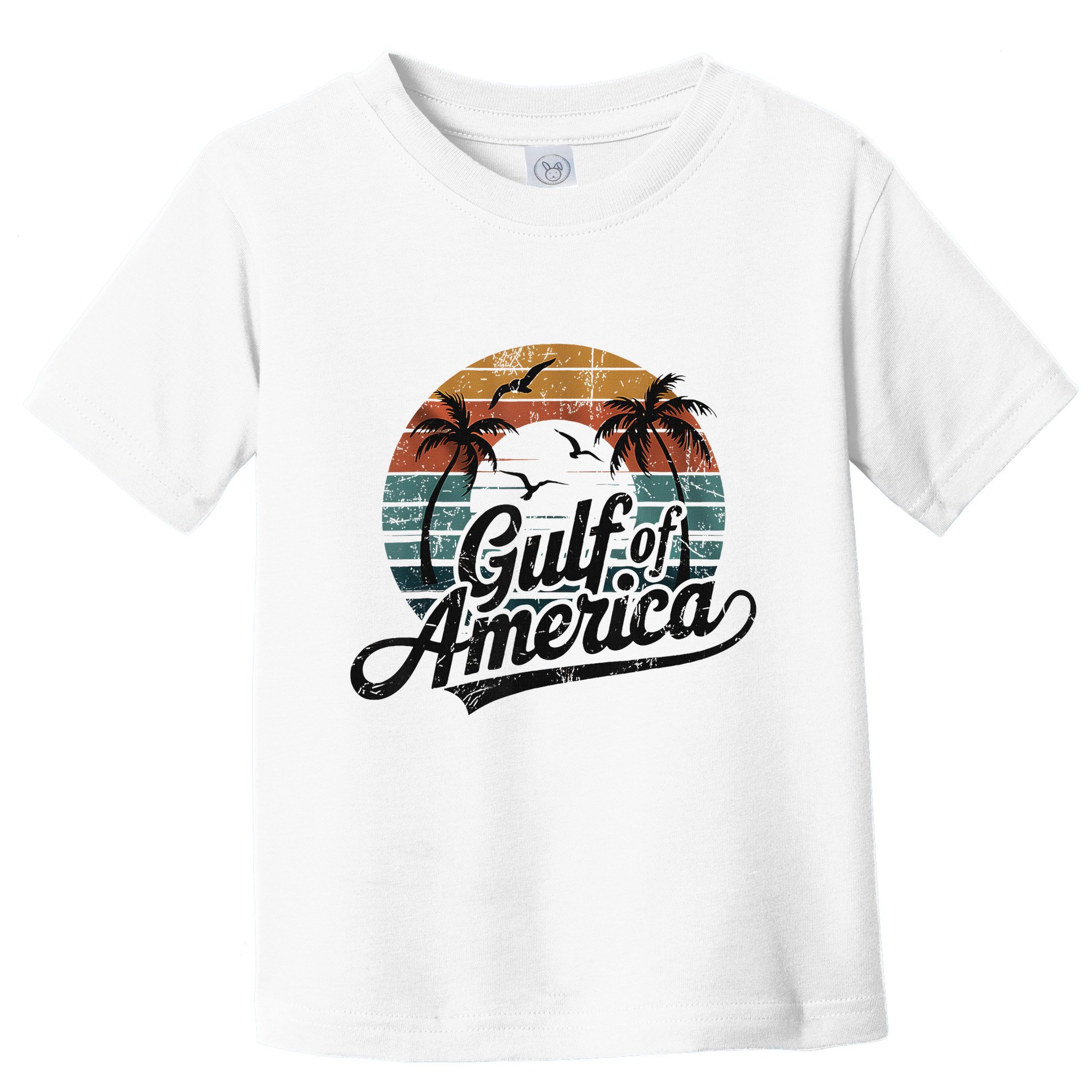 Retro Gulf Of Usa America 2025 American Flag Gulf Mexico Toddler T-Shirt