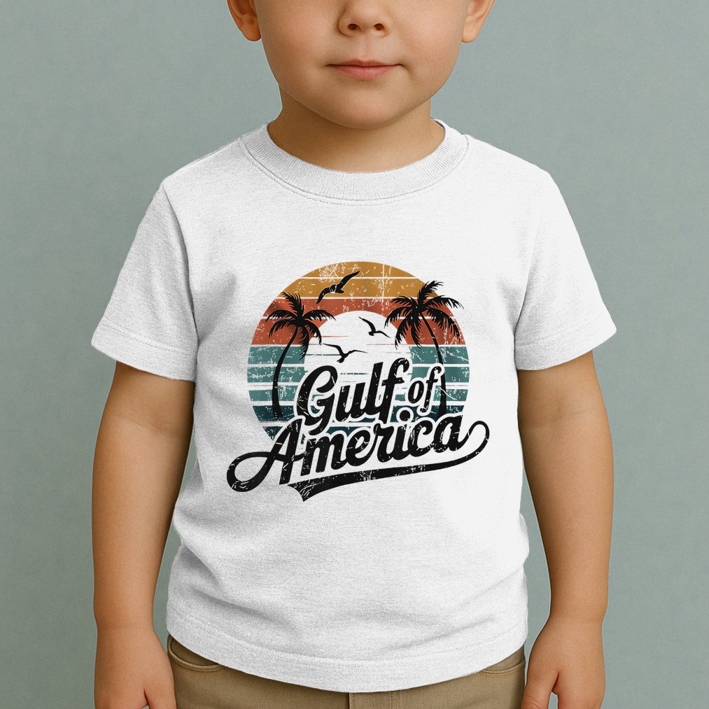 Retro Gulf Of Usa America 2025 American Flag Gulf Mexico Toddler T-Shirt