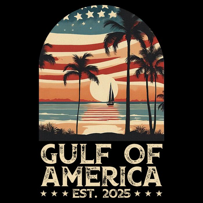 Retro Gulf Of Usa America Est 2025 American Flag Gulf Mexico Doggie Tank