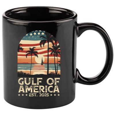 Retro Gulf Of Usa America Est 2025 American Flag Gulf Mexico 11oz C Handle Ceramic Mug