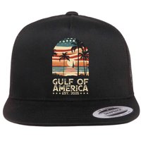 Retro Gulf Of Usa America Est 2025 American Flag Gulf Mexico Flatbill Hat