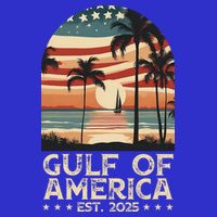 Retro Gulf Of Usa America Est 2025 American Flag Gulf Mexico Pom Pom 12in Knit Beanie