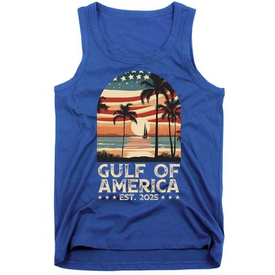 Retro Gulf Of Usa America Est 2025 American Flag Gulf Mexico Tank Top