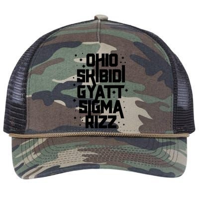 Rizz Gyatt Ohio Sigma Funny Rizzler Gift Toilet Meme Retro Rope Trucker Hat Cap