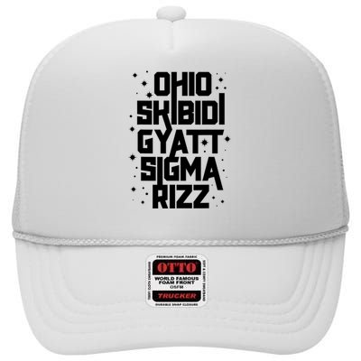 Rizz Gyatt Ohio Sigma Funny Rizzler Gift Toilet Meme High Crown Mesh Back Trucker Hat