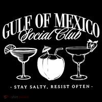 Retro Gulf Of Mexico Social Club Progressive Liberal Drawstring Bag