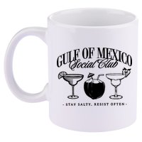 Retro Gulf Of Mexico Social Club Progressive Liberal 11oz C Handle Ceramic Mug