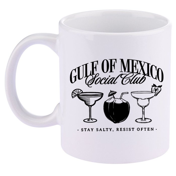 Retro Gulf Of Mexico Social Club Progressive Liberal 11oz C Handle Ceramic Mug