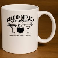 Retro Gulf Of Mexico Social Club Progressive Liberal 11oz C Handle Ceramic Mug