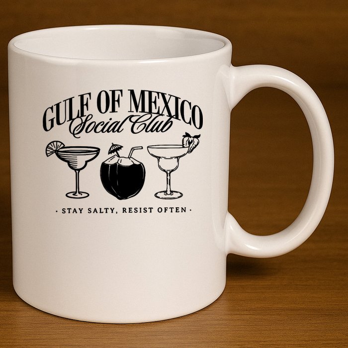 Retro Gulf Of Mexico Social Club Progressive Liberal 11oz C Handle Ceramic Mug