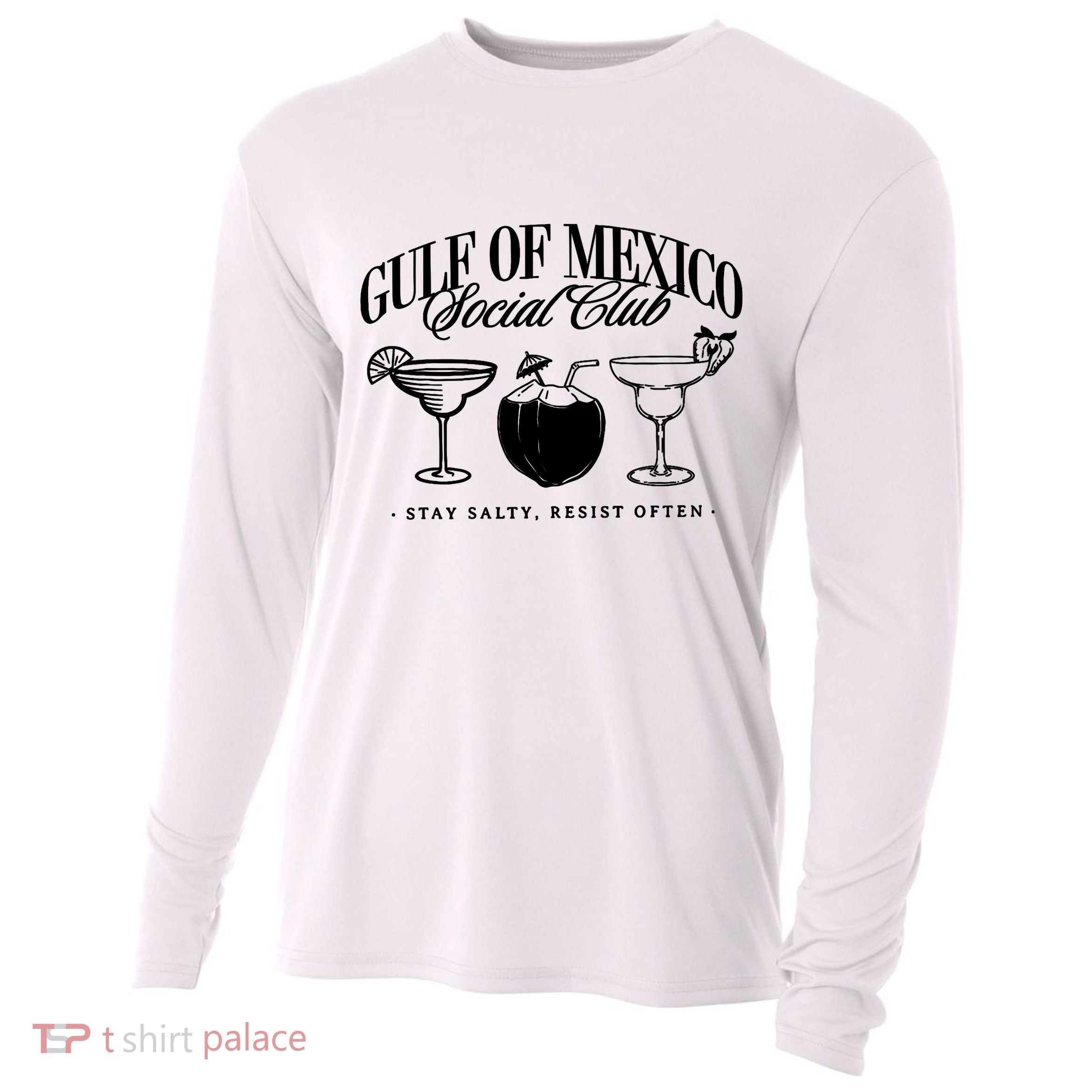 Retro Gulf Of Mexico Social Club Progressive Liberal Cooling Performance Long Sleeve Crew