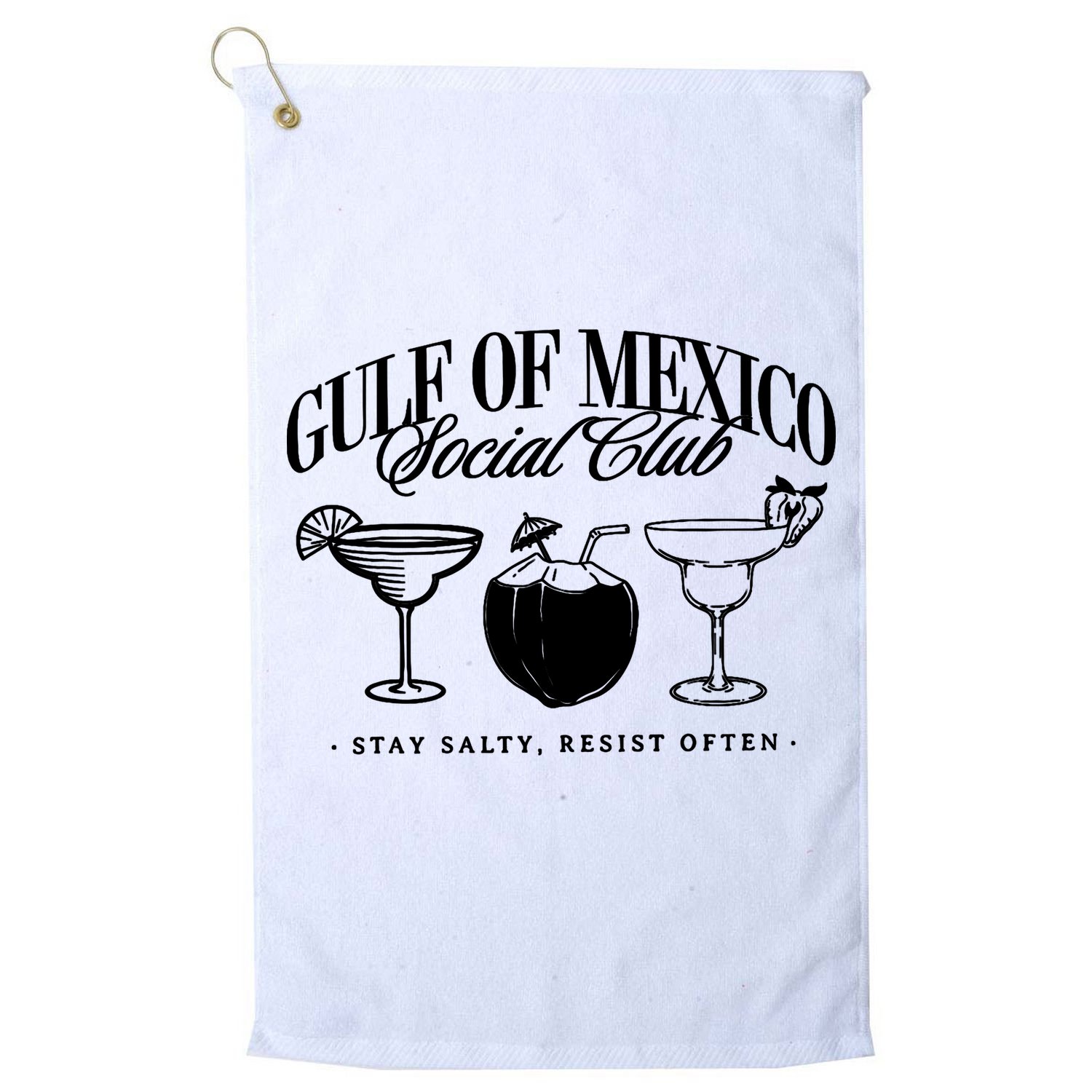 Retro Gulf Of Mexico Social Club Progressive Liberal Golf Towel