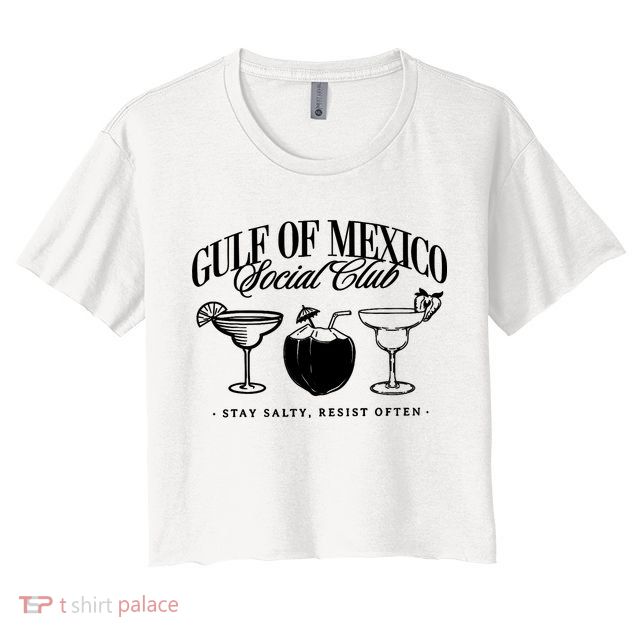 Retro Gulf Of Mexico Social Club Progressive Liberal Crop Top